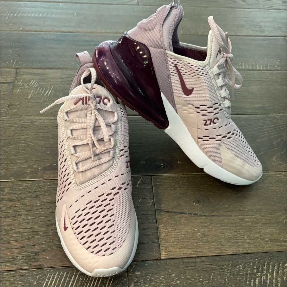 Nike Air Max 270 Women's Sneakers in Lavender and Burgundy